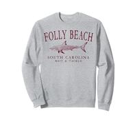 Folly Beach South Carolina Shark Fishing Burgundy Letters Sweatshirt
