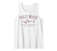 Folly Beach South Carolina Shark Fishing Burgundy Letters Tank Top