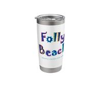 Folly Beach South Carolina Typographic Design Stainless Steel Insulated Tumbler