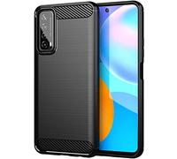 Folmecket Huawei P Smart 2021 Case, Carbon Fiber Scratch Resistant, Shock Absorption Soft TPU Rubber Protective Cell Phone Cover for Huawei P Smart 2021 6.67" (Black)