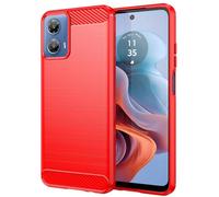 Folmecket Moto G34 Case, Carbon Fiber Scratch Resistant,Shock Absorption Soft TPU Rubber Protective Cell Phone Cover for Moto G34 2024 6.5" Red