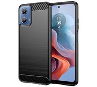 Folmecket Moto G34 Case, Carbon Fiber Scratch Resistant,Shock Absorption Soft TPU Rubber Protective Cell Phone Cover for Moto G34 2024 6.5" Black