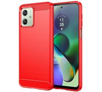 Folmecket Moto G64,G54,G54 Power,G54 Power Edition Case, Carbon Fiber Scratch Resistant,Shock Absorption Soft TPU Rubber Protective Cell Phone Cover for Moto G64 2024 6.5" Red