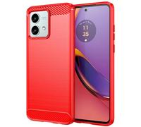 Folmecket Moto G84 Case, Carbon Fiber Scratch Resistant,Shock Absorption Soft TPU Rubber Protective Cell Phone Cover for Moto G84 2024 6.5" Red