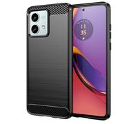 Folmecket Moto G84 Case, Carbon Fiber Scratch Resistant,Shock Absorption Soft TPU Rubber Protective Cell Phone Cover for Moto G84 2024 6.5" Black