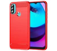 Folmecket Motorola Moto E40/E30/E20 Case, Carbon Fiber Scratch Resistant,Shock Absorption Soft TPU Rubber Protective Cell Phone Cover for Moto E40/E30/E20 6.5" Red