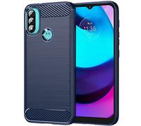 Folmecket Motorola Moto E40/E30/E20 Case, Carbon Fiber Scratch Resistant,Shock Absorption Soft TPU Rubber Protective Cell Phone Cover for Moto E40/E30/E20 6.5" Blue