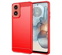 Folmecket Motorola Moto G24 Power Case, Carbon Fiber Scratch Resistant,Shock Absorption Soft TPU Rubber Protective Cell Phone Cover for Moto G24 Power/G24/G04S/E14 6.56" Red