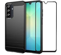 Folmecket Samsung Galaxy A26 5G Phone Case, With Screen Protector Shock-Absorption Flexible TPU Rubber Protective Cell Phone Cover for Galaxy A26 4G Case 6.7" Black