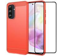 Folmecket Samsung Galaxy A56 5G Phone Case, With Screen Protector Shock-Absorption Flexible TPU Rubber Protective Cell Phone Cover for Galaxy A36 5G/A37 5G Case 6.7" Red