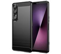 Folmecket Sony Xperia 1 VII Case, Carbon Fiber Scratch Resistant,Shock Absorption Soft TPU Rubber Protective Cell Phone Cover for Sony Xperia 1 VII 6.5" Black