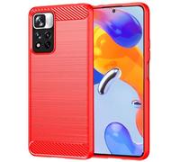 Folmecket Xiaomi Redmi Note 11 Pro/Pro 5G Case, Carbon Fiber Scratch Resistant,Shock Absorption Soft TPU Rubber Protective Cell Phone Cover for Xiaomi Redmi Note 11 Pro 5G 6.67" Red