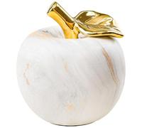 Folmywy Ceramic Apple Ornament 5 Inch Porcelain Artificial Fake Apple Figurine White Modern Apples Statue with Gold Stem Home Decoration for Christmas Centerpieces Bookshelf Office