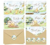 FOLNESH 40PCS Winnie Thank You Cards with Kraft Envelopes and Stickers for Boys Cute Greeting Cards Classic Bear Party Card for Baby Shower Wedding Gratitude Appreciation Friendsgiving 6x8 inch