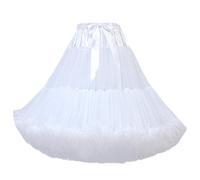 FOLOBE Women's Tutu Costume Ballet Dance Knee Length Multi-Layer Puffy Skirt Soft Petticoat Tulle Underskirts TT009 White