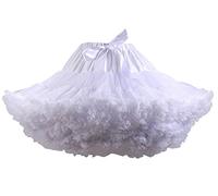 FOLOBE Women's Tutu Costume Ballet Dance Multi-Layer Puffy Skirt Adult Luxurious Soft Chiffon Petticoat Tulle Tutu Skirt, White, M