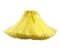 FOLOBE Women's Tutu Costume Ballet Dance Multi-Layer Puffy Skirt Adult Luxurious Soft Chiffon Petticoat Tulle Tutu Skirt Yellow