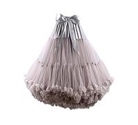 FOLOBE Women's Tutu Costume Ballet Dance Multi-Layer Puffy Skirt Adult Luxurious Soft Petticoat Gray