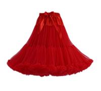 FOLOBE Women's Tutu Costume Ballet Dance Multi-Layer Puffy Skirt Adult Luxurious Soft Petticoat, L, Red-1