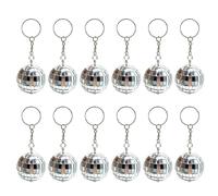 FOLODA 12 Pieces Discos Balls Keychain Small Balls Pendant Hanging Pendant 1970s Discos Accessories Party Item Keyring
