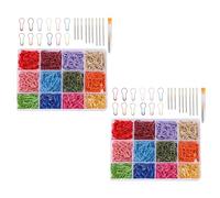 FOLODA 1200Pcs Knitting Safe Pin Metal Crochet Stiching Marker With 18 Large Eye Yarns Needle Metal Clip