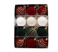 FOLODA 12Pcs Christmas Tree Decoration Baubles Soft Velvets Painted Ornament For A Holiday Setting Stylish Hanging Pendant Painted Christmas Decorations