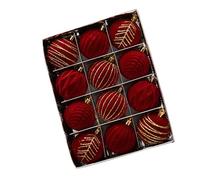 FOLODA 12Pcs Christmas Tree Decoration Baubles Soft Velvets Painted Ornament For A Holiday Setting Stylish Hanging Pendant Painted Christmas Decorations