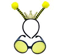 FOLODA 1set Novelty Cartoon Bee Shape Hair Hoop Cosplay Bee Shape Halloween Party Headwear For Teenagers Adult Cosplay Eyeglasses Glasses With Chain Round Glasses Cute Bouncing Cute