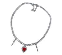 FOLODA Bold Gothic Thorn Heart Pendant Necklace Strong Stainless Steel Pendant Clavicle Chain for Any Occasion Her