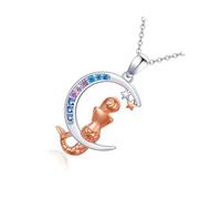 FOLODA Crescents Moons Trees of Life Necklace Mother ' s Day Present Kirsite Adjustable Chain for Women Heart Moons Pendant Necklace
