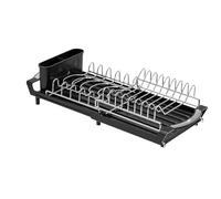 FOLODA Expandable Over Sink Drainer with Stainless Steel, Black
