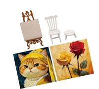 FOLODA Miniature Wooden Painting, Art Studio Display Set, A