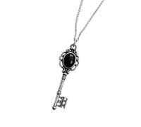 FOLODA Mystical Moonstone/Black Stone Skull Pendant Necklace Jewelry Dark Charm Collarbone Chain Gothic Necklace
