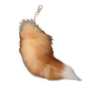 FOLODA Plush Fox Tail Keychain, Animal Tail Keyring 40cm Key-Pendant Handbag Accessories Key Chain Ring Hook Tassels (D Xuanhu Drift)