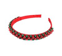 FOLODA Red Green Christmas Headbands Beaded Headwear Hair Hoop For Christmas Headpiece Fancy Dress Party Supplies Festive Hair Accessories