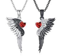 FOLODA Romance Love Symbol Necklace with Angel Devil Wing Charm Elegant Unisex Jewelry for Couples Angelic Devil Wing Necklace