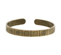FOLODA Stylish Retro Brasses Bangle with Intricate Carvings Brasses Wristband Suitable for Casual Outfits and Spiritual Ceremonies Buddhist Incantation Jewelry