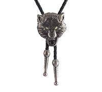 FOLODA Western Bolo Tie Vintage Bolo Tie Bolo Tie American Bolo Tie Necklace Wolf Bolo Tie Cowboy Leather Necktie Wolf Bolo Tie