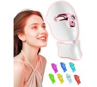 FOLOKE LED Red Light Therapy Mask for Face & Neck - 7 Color Light Therapy, USB-C Rechargeable, Portable for Home/Travel/Yoga