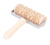 FOLOSAFENAR Pizza Roller, Embossing Roller Wooden Christmas Engraved Easy to Clean Christmas Patterns for FondantPie Crust,Pastry,Icing,Clay,Dough(#1)