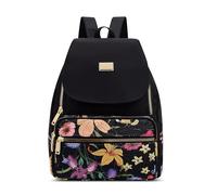 FOLOVEYA Backpack Womens Fashion Daypack Anti Theft Waterproof Backpacks Printed Design Multi Pocket Bag Casual Daypack for Work College Travel Shopping Large Polyester Backpack Black