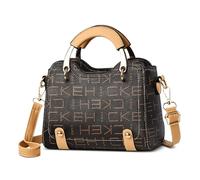 FOLOVEYA Mode Women Handbags Small Elegant Crossbody Bag Ladies Top Handle Bag Retro Casual Satchel Shoulder Bags PU Leather for Shopping Travel Work Dating Yellow Letters