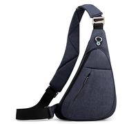 FOLOVEYA Sling Bag for Men Waterproof Slim Chest Bag Practical Crossbody Shoulder Bag with Multi-pocket Lightweight Anti-theft for Hiking Cycling Travel Outdoor Sports Polyester Left Shoulder Blue