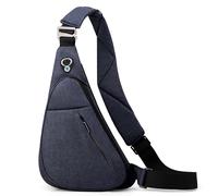 FOLOVEYA Sling Bag for Men Waterproof Slim Chest Bag Practical Crossbody Shoulder Bag with Multi-pocket Lightweight Anti-theft for Hiking Cycling Travel Outdoor Sports Polyester Right Shoulder Blue