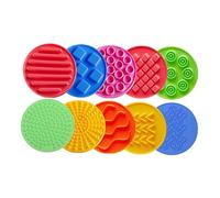 Folpus 10Pcs Sensory Mini Mats Round Sensory Mat Silicone Sensory Mats Small Sensory Pads for Kids Assorted Pattern Sensory Circle Mats Textured Play Mat Sensory Floor Tiles for Babies Boys Girls