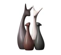 Folpus 3Pcs Ceramic Ornaments, Animal Figurines Deer Statue Sculpture Simple Decorative Collection Art Works for Home Dining Room Porch Apartment Decorations, Four Deer