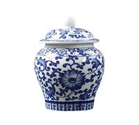 Folpus Blue And White Porcelain Temple Jar Vase with Lid Fine Workmanship