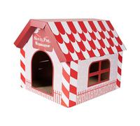 Folpus Cat Scratcher Hideout Cardboard Cat House, Holiday Christmas Decoration Play House for Cat Small Animals Bunny Kitten, Gift Box