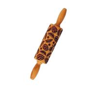 Folpus Embossed Wooden Rolling Pin with Pinecones Pattern,Engraved 3D Holiday Rolling Pin for Baking to Decorate Cookies Waffles