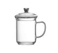 Folpus Glass Coffee Mug with Lid Drinking Cup Milk Mug Beverage Cup for Cappuccino Cold Drink Hot/Cold Beverage Housewarming Gift, 500ml